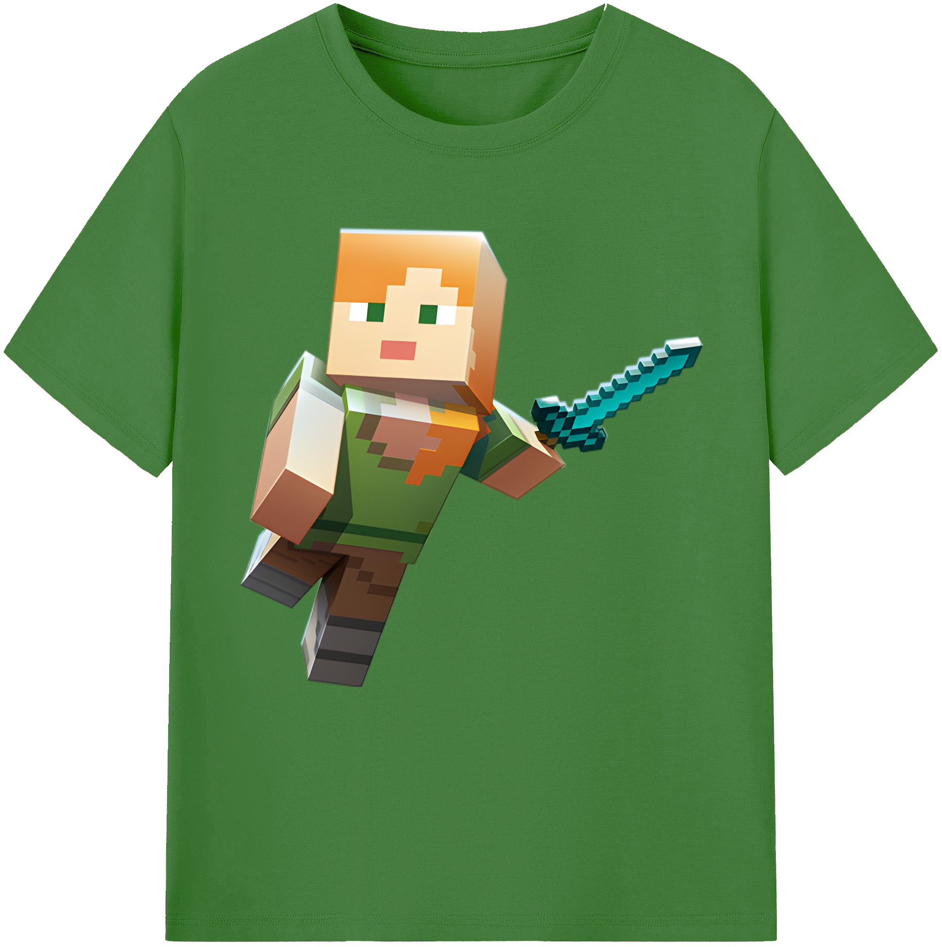 （画像用） マインクラフト ブロックの世界 Minecraft MC Block world レディースカジュアルプリントTシャツ（綿100％）